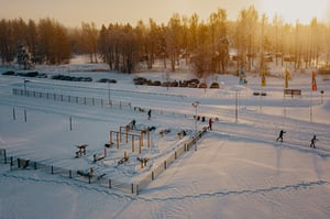 Winter view of an outdoor gym