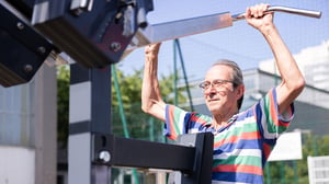 Older adult training at Omnigym Outdoor Gym in Ris-Orangis, France, Neighbourhood Sports Area