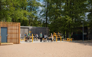 Outdoor gym at a beach in Helsinki Finland