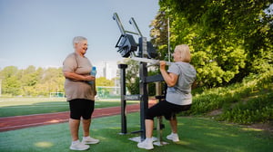 ladies working out at an outdoor gym